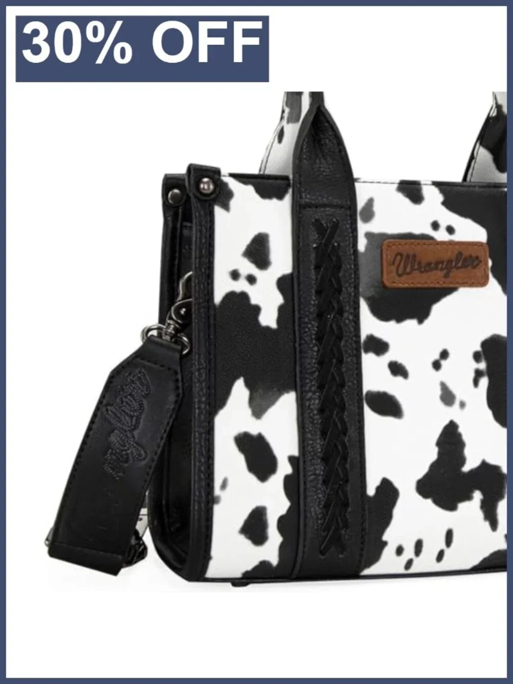 Western Cow Print Tote Bag Satchel Handbag with Guitar Strap